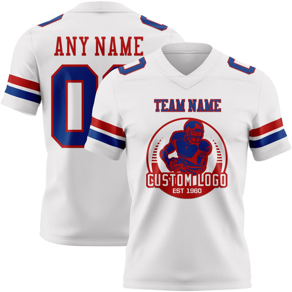 Custom White Royal-Red Authentic Football Jersey alternate