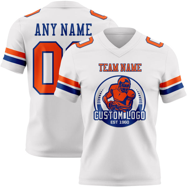 Custom White Orange-Royal Authentic Football Jersey alternate