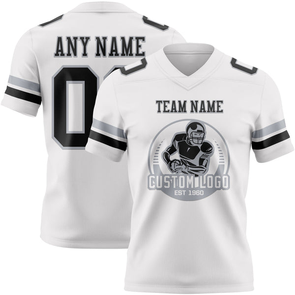 Custom White Black-Gray Authentic Football Jersey alternate