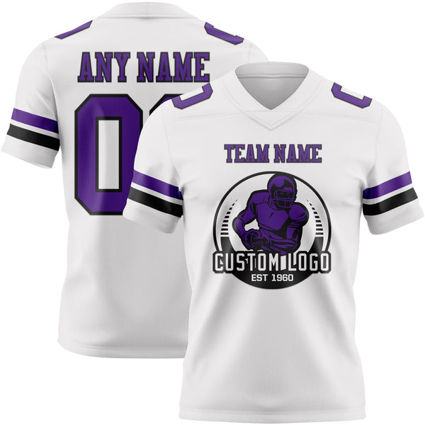 Custom White Purple-Black Authentic Football Jersey alternate