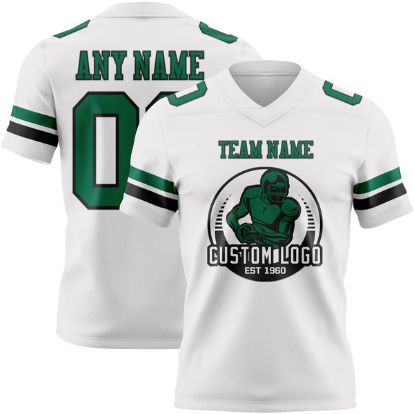 Custom White Kelly Green-Black Authentic Football Jersey alternate
