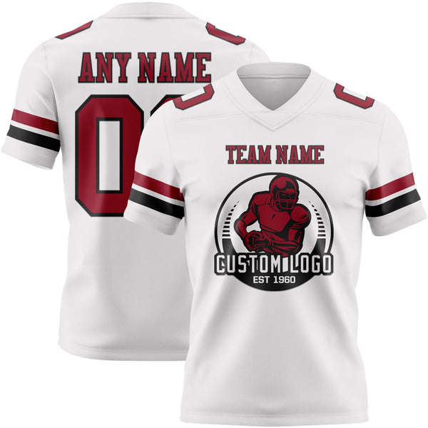 Custom White Cardinal-Black Authentic Football Jersey alternate