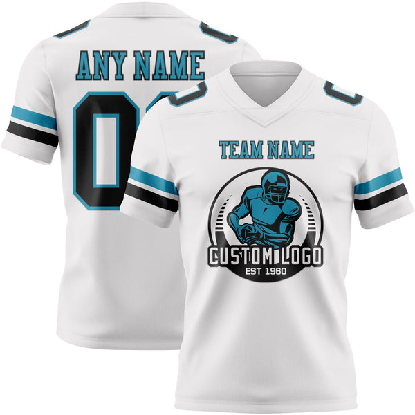 Custom White Black-Panther Blue Authentic Football Jersey alternate