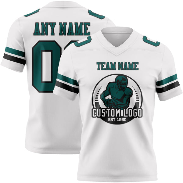 Custom White Midnight Green-Black Authentic Football Jersey alternate