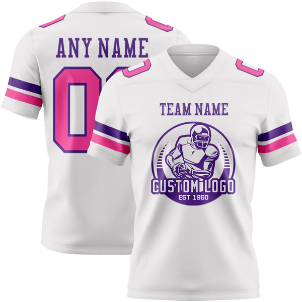 Custom White Pink-Purple Authentic Football Jersey alternate
