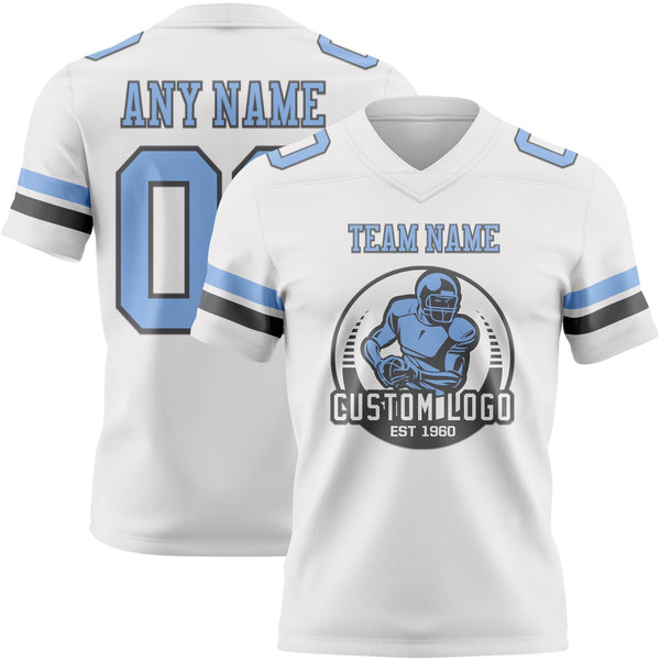 Custom White Light Blue-Steel Gray Authentic Football Jersey alternate