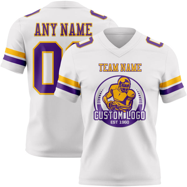 Custom White Purple-Gold Authentic Football Jersey alternate