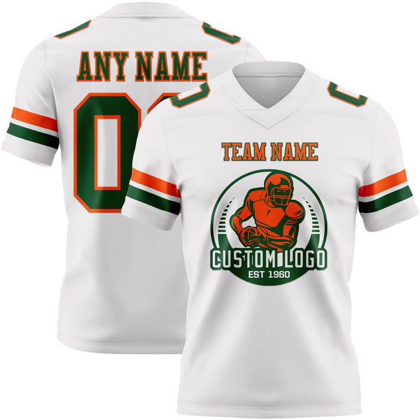 Custom White Green-Orange Authentic Football Jersey alternate