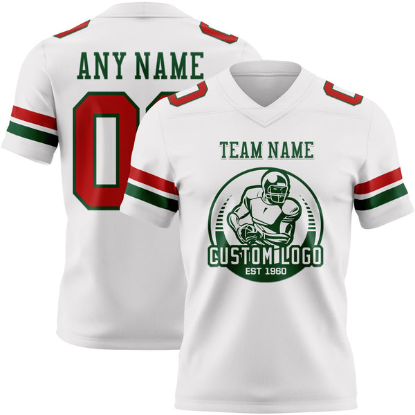 Custom White Red-Green Authentic Football Jersey alternate