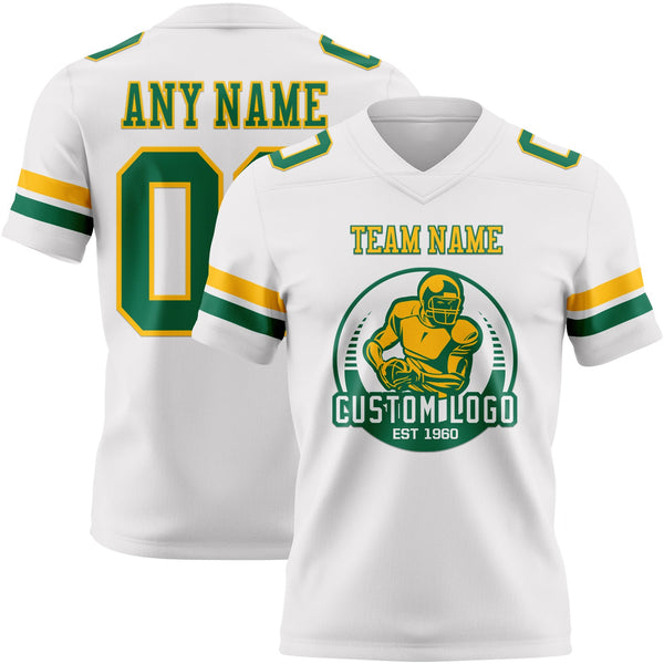 Custom White Kelly Green-Gold Authentic Football Jersey alternate