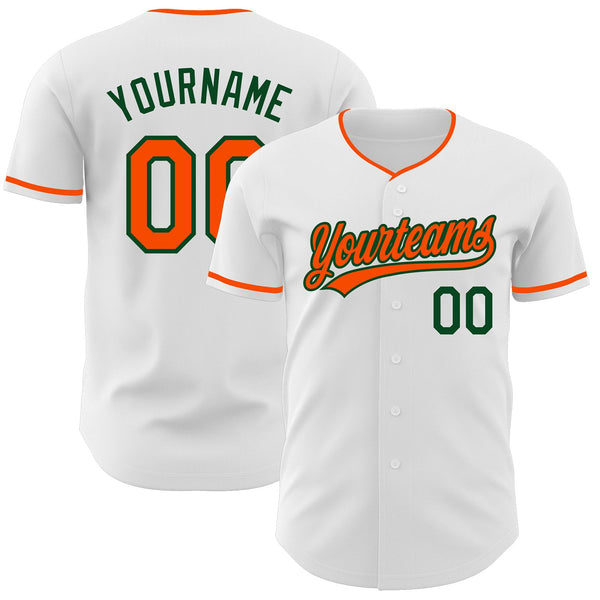 Custom White Orange-Green Authentic Baseball Jersey
