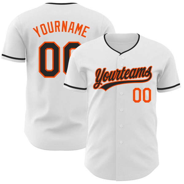 Custom White Black-Orange Authentic Baseball Jersey