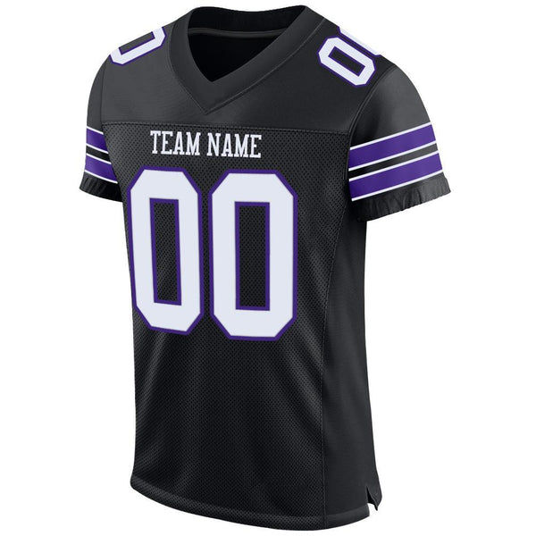 Custom Black White-Purple Mesh Authentic Football Jersey alternate