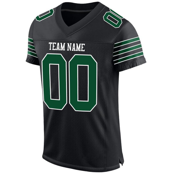 Custom Black Grass Green-White Mesh Authentic Football Jersey alternate