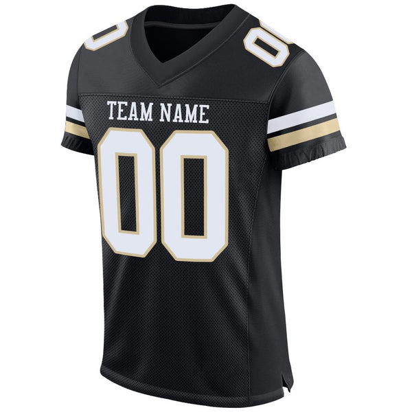 Custom Black White-Vegas Gold Mesh Authentic Football Jersey alternate