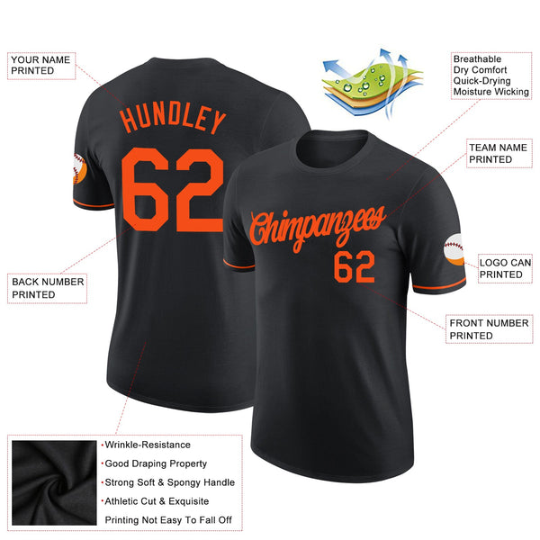 Custom Black Orange Performance T-Shirt alternate