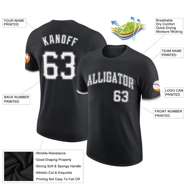 Custom Black White-Gray Performance T-Shirt alternate