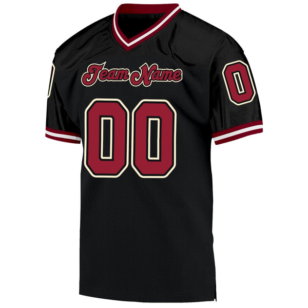 Custom Black Cardinal-Cream Mesh Authentic Throwback Football Jersey alternate