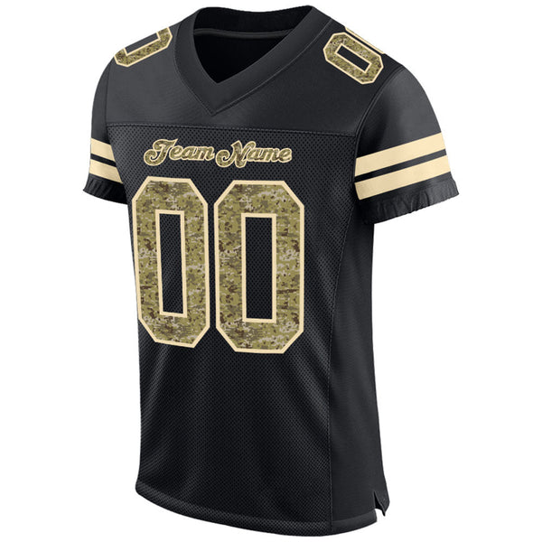 Custom Black Camo-Cream Mesh Authentic Football Jersey alternate