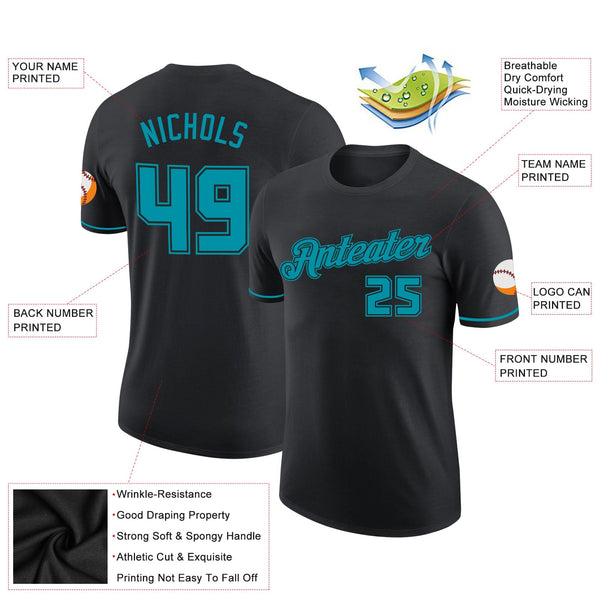 Custom Black Teal-Black Performance T-Shirt alternate