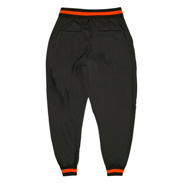 Custom Black Black-Orange Sports Pants alternate