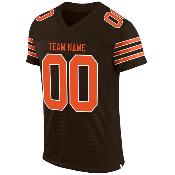 Custom Brown Orange-White Mesh Authentic Football Jersey alternate