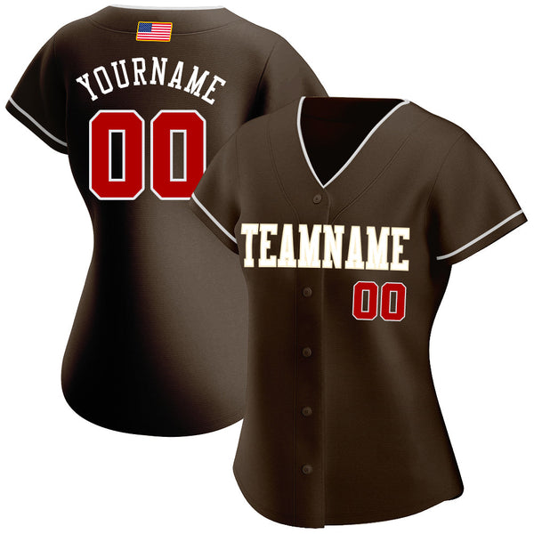 Custom Brown Red-Cream Authentic American Flag Fashion Baseball Jersey alternate