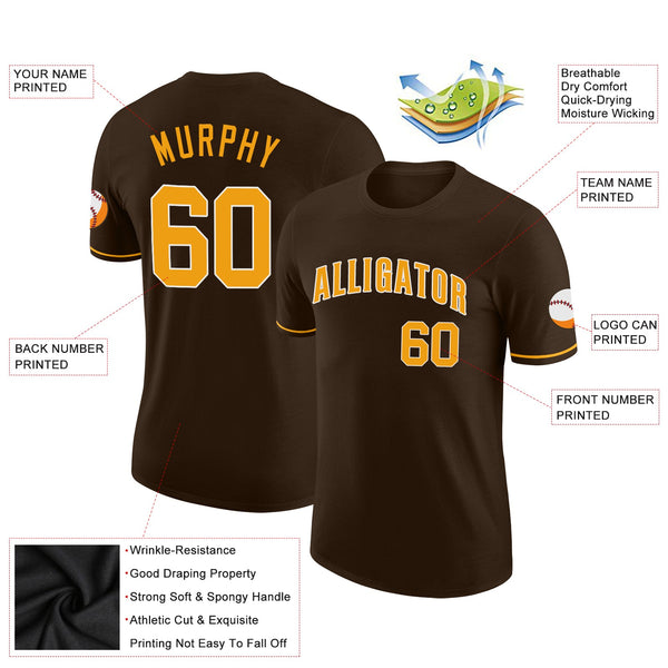 Custom Brown Gold-White Performance T-Shirt alternate