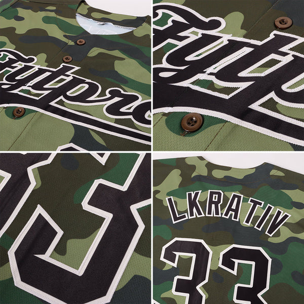 Custom Camo Black-City Cream Authentic Salute To Service Baseball Jersey alternate
