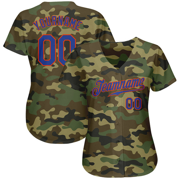 Custom Camo Royal-Orange Authentic Salute To Service Baseball Jersey alternate