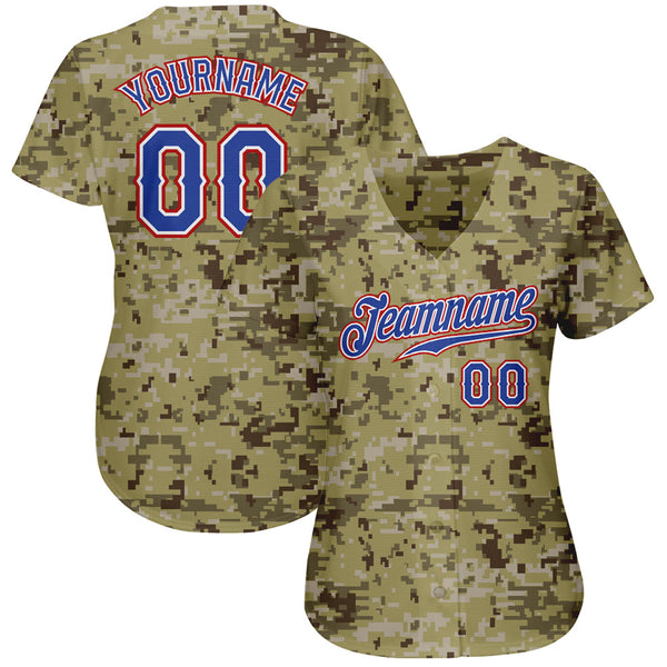 Custom Camo Royal-Red Authentic Salute To Service Baseball Jersey alternate