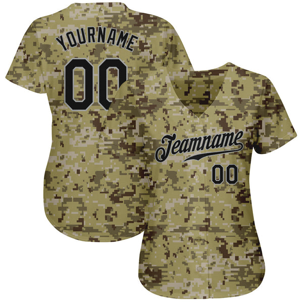 Custom Camo Black-Gray Authentic Salute To Service Baseball Jersey alternate