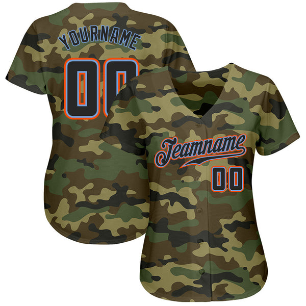 Custom Camo Black-Powder Blue Authentic Salute To Service Baseball Jersey alternate