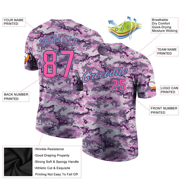 Custom Camo Pink-Light Blue Performance Salute To Service T-Shirt alternate