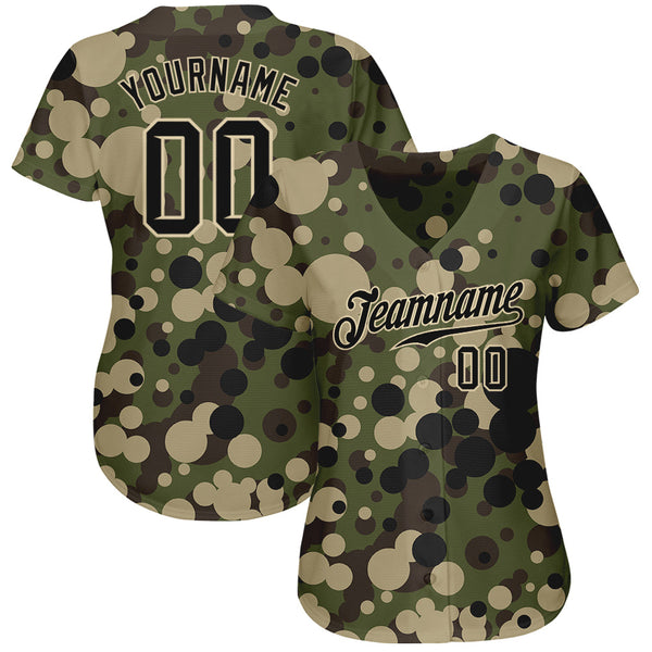 Custom Camo Black-Cream Authentic Salute To Service Baseball Jersey alternate