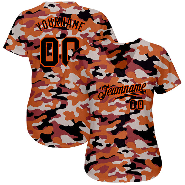 Custom Camo Black-Orange Authentic Salute To Service Baseball Jersey alternate