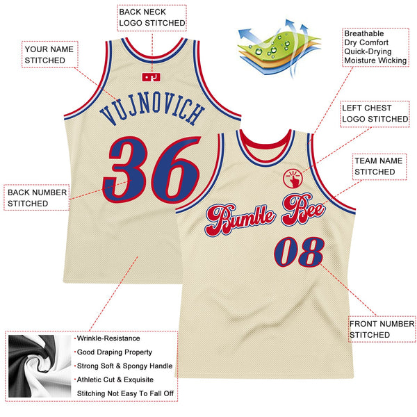 Custom Cream Royal-Red Authentic Throwback Basketball Jersey alternate