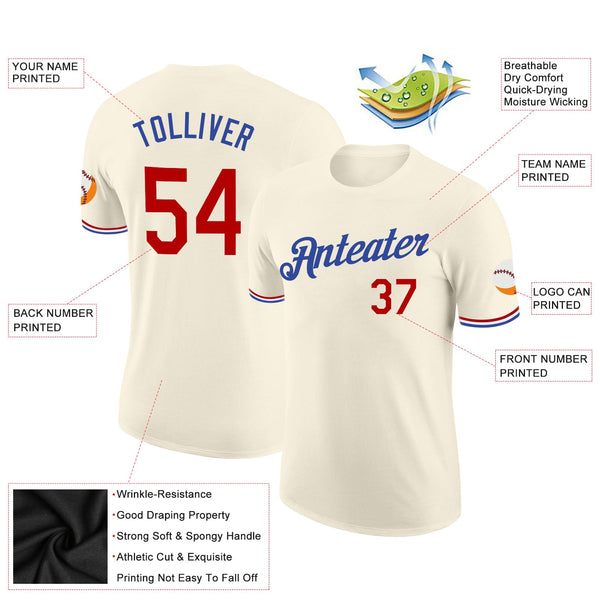 Custom Cream Red-Royal Performance T-Shirt alternate
