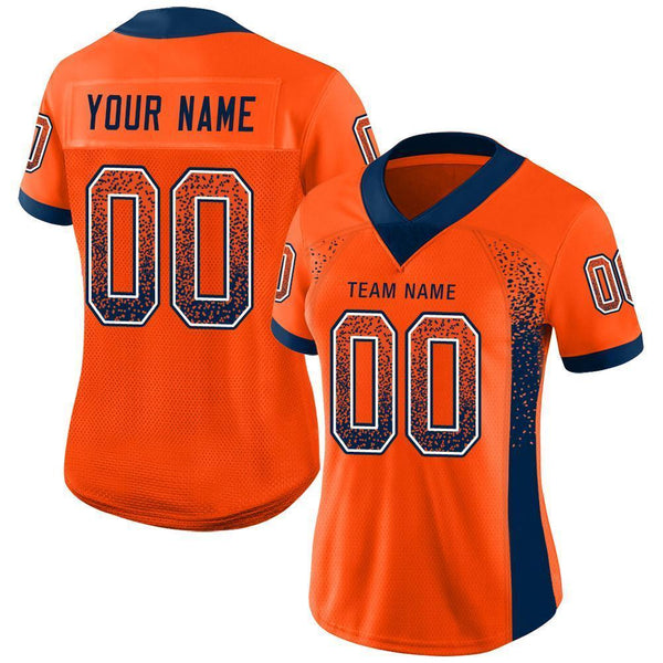Custom Orange Navy-White Drift Fashion Football Jersey alternate
