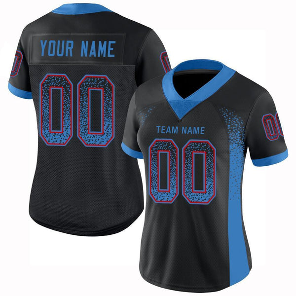Custom Black Powder Blue-Red Drift Fashion Football Jersey alternate