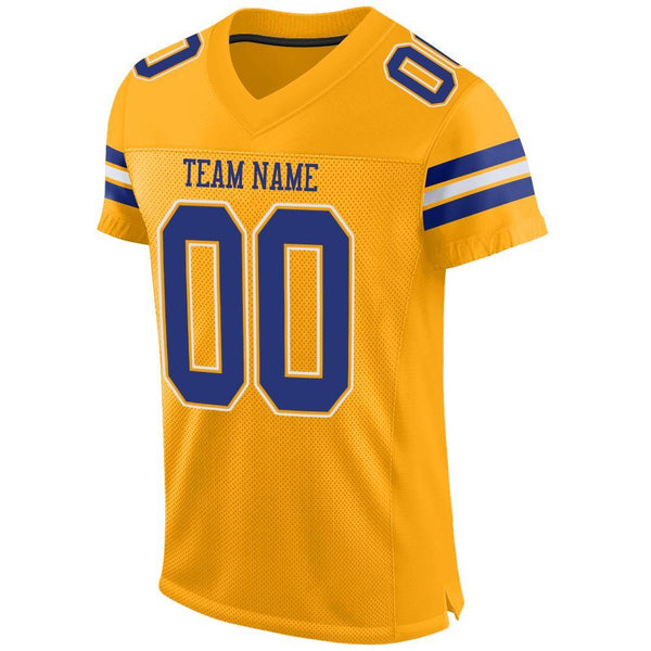 Custom Gold Royal-White Mesh Authentic Football Jersey alternate