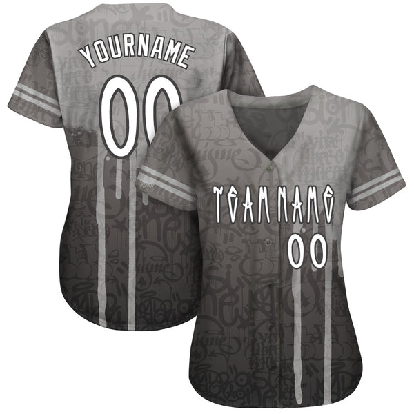 Custom Graffiti Pattern White-Gray 3D Picaxao Authentic Baseball Jersey alternate