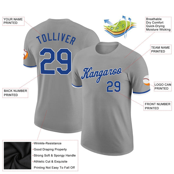 Custom Gray Royal-White Performance T-Shirt alternate