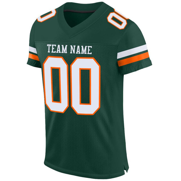 Custom Green White-Orange Mesh Authentic Football Jersey alternate
