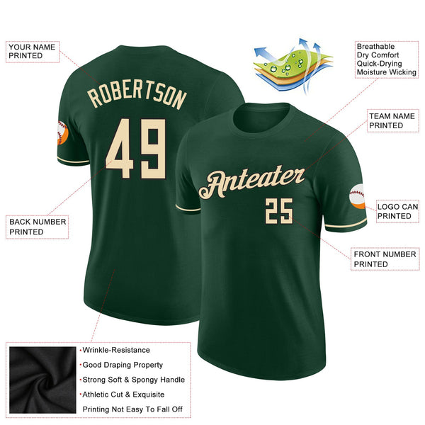 Custom Green Cream-Black Performance T-Shirt alternate