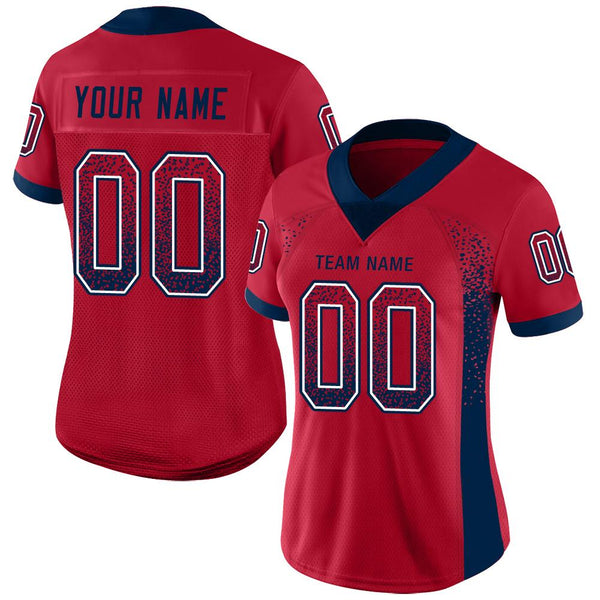 Custom Red Navy-White Drift Fashion Football Jersey alternate