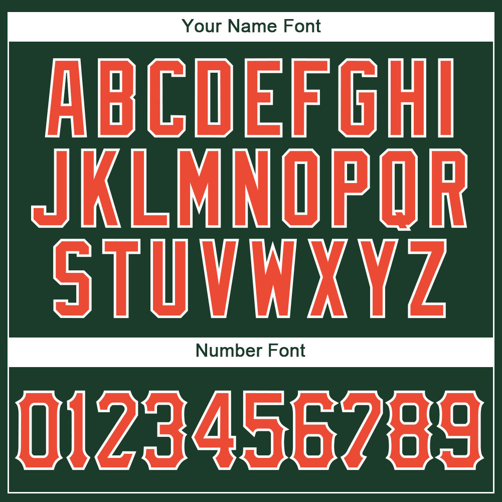 Custom Hunter Green Orange-White Authentic Throwback Basketball Jersey - Detail