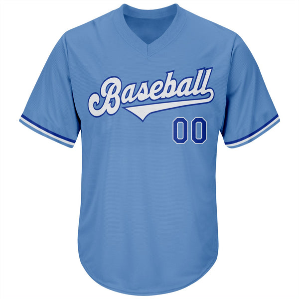 Custom Light Blue White-Royal Authentic Throwback Rib-Knit Baseball Jersey Shirt alternate