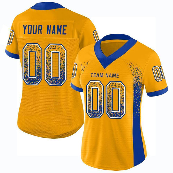 Custom Gold Royal-White Drift Fashion Football Jersey alternate