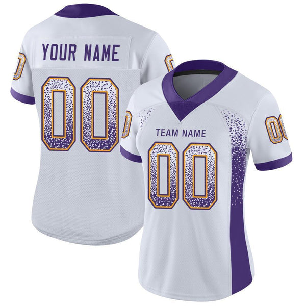 Custom White Purple-Gold Drift Fashion Football Jersey alternate